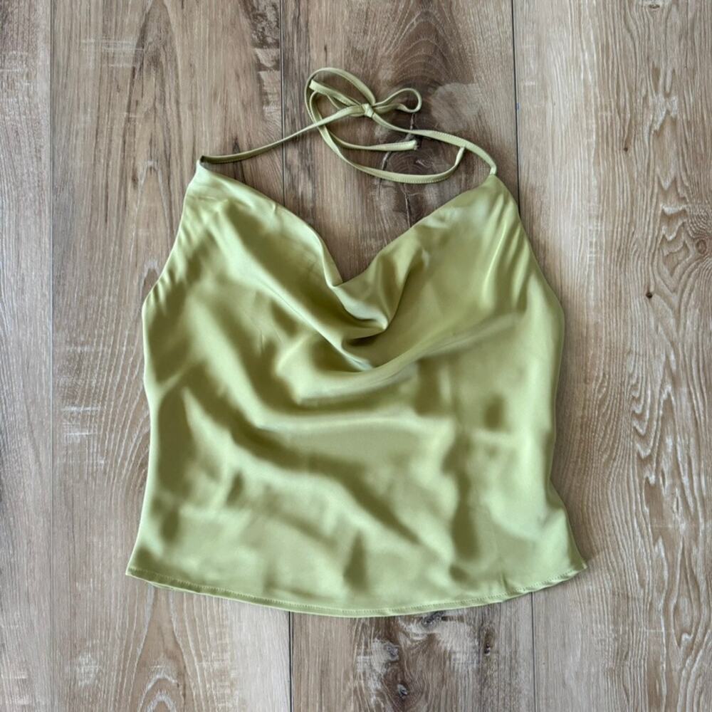 Urban Outfitters Deja Satin Cowl Neck Halter Cami